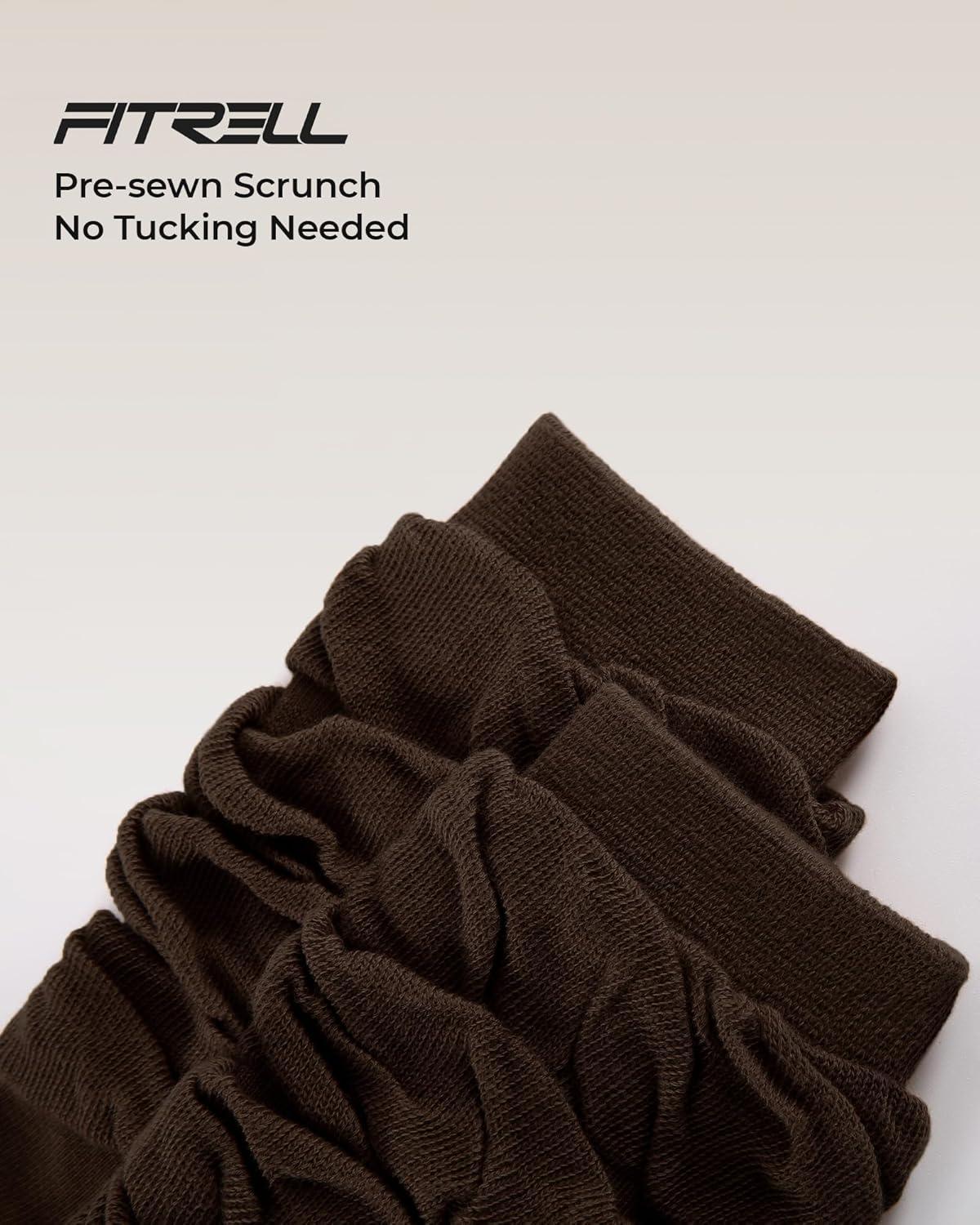 image:imageFITRELL Slouch Crew Socks for Women Presewn Slouch Look Soft Cotton Mid Calf Retro Cute Socks 3 Pairs Cant StraightenKhakilight Browndark Brown