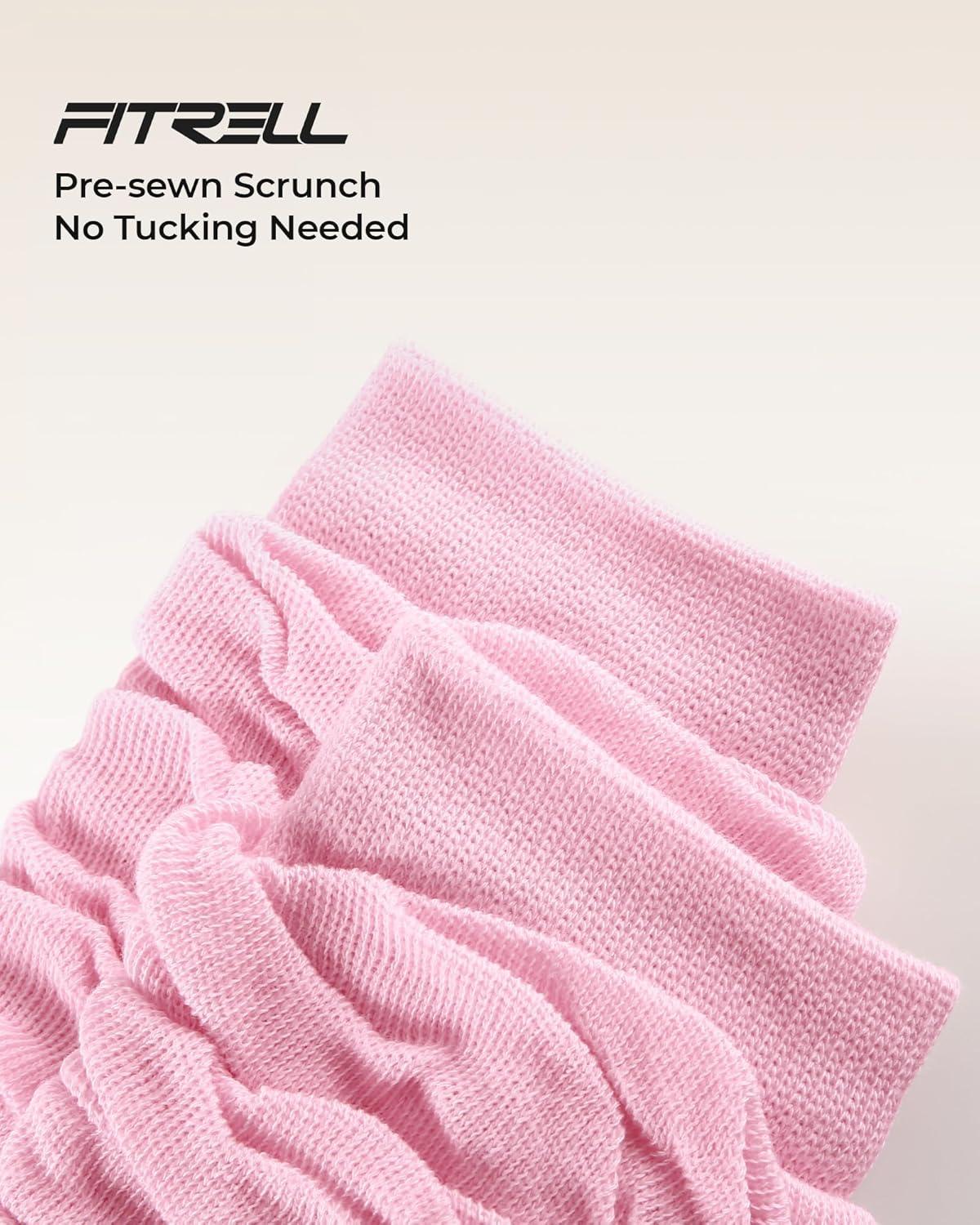 image:imageFITRELL Slouch Crew Socks for Women Presewn Slouch Look Soft Cotton Mid Calf Retro Cute Socks 3 Pairs Cant StraightenLight Pinklight Blueteal