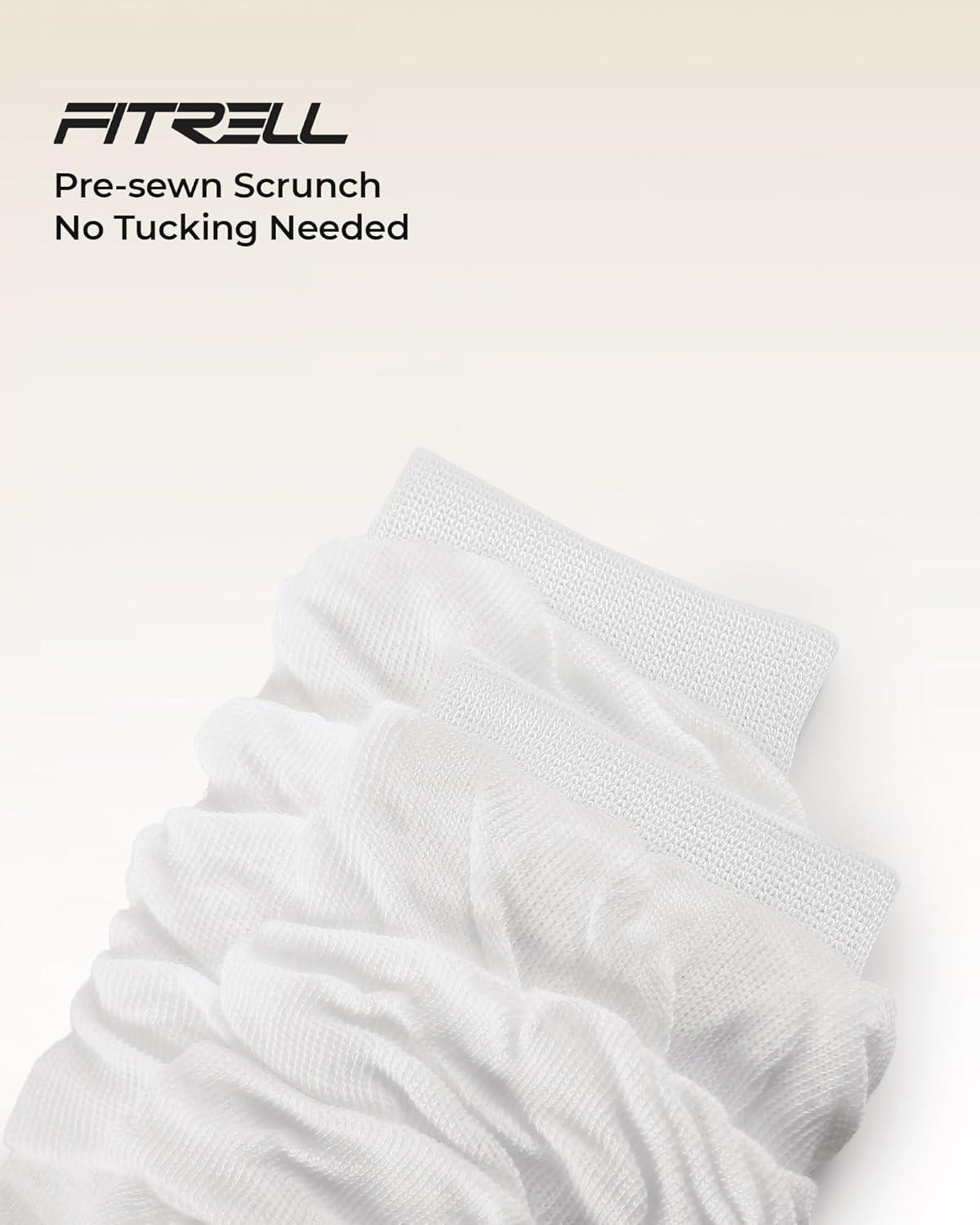 image:imageFITRELL Slouch Crew Socks for Women Presewn Slouch Look Soft Cotton Mid Calf Retro Cute Socks 3 Pairs Cant StraightenWhite