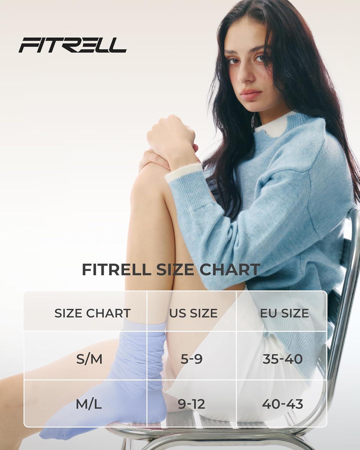 image:imageFITRELL Slouch Crew Socks for Women Presewn Slouch Look Soft Cotton Mid Calf Retro Cute Socks 3 Pairs Cant StraightenWhite Greynavyroyal Blue