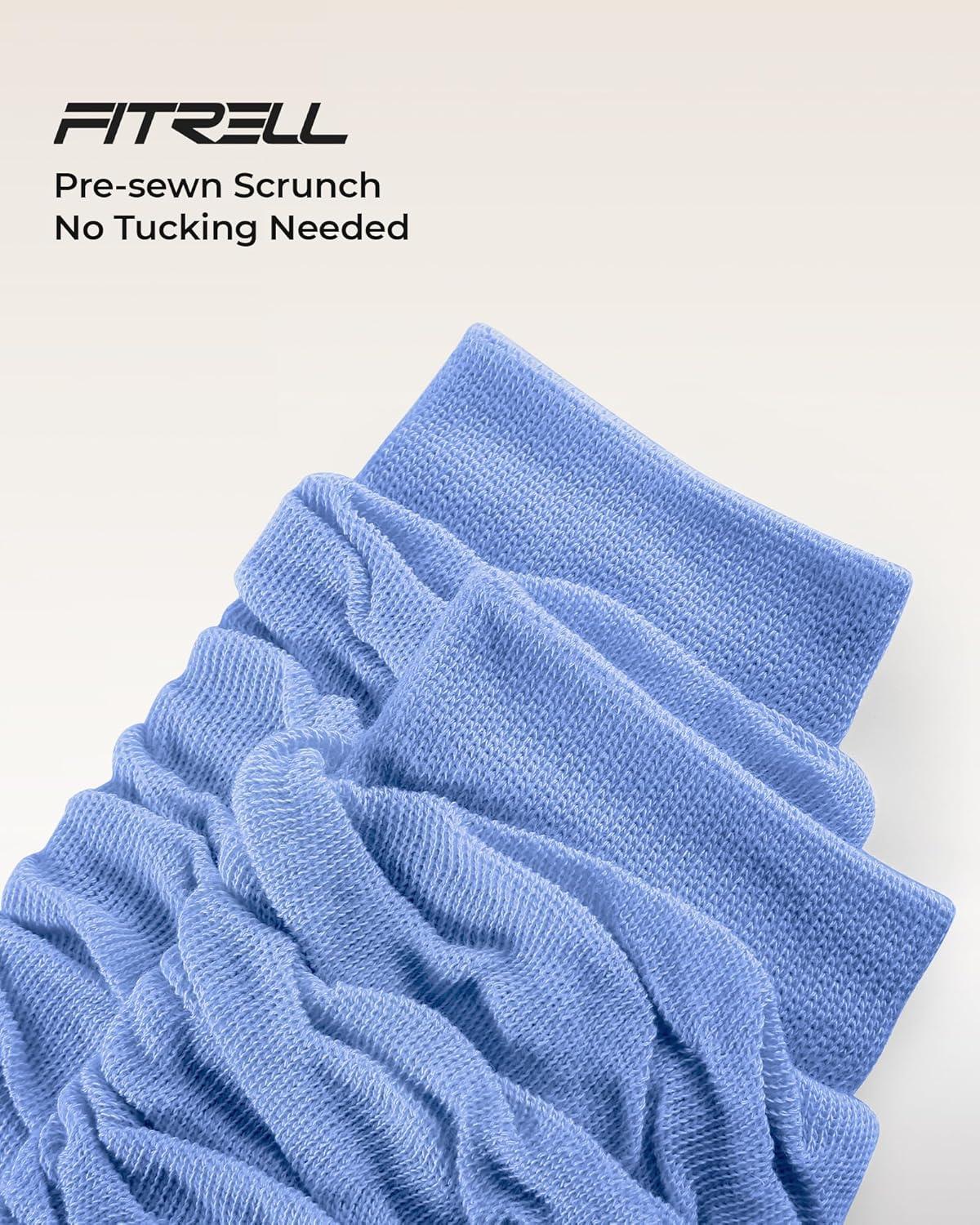 image:imageFITRELL Slouch Crew Socks for Women Presewn Slouch Look Soft Cotton Mid Calf Retro Cute Socks 3 Pairs Cant StraightenWhite Greynavyroyal Blue