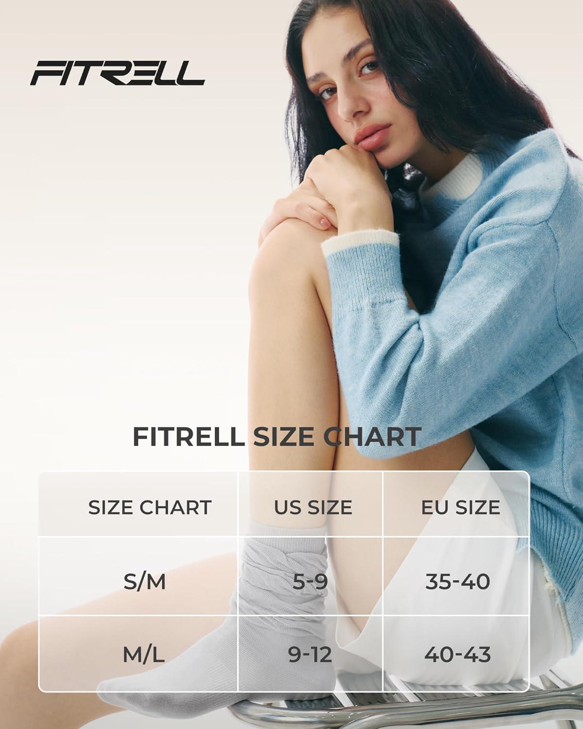 image:imageFITRELL Slouch Crew Socks for Women Presewn Slouch Look Soft Cotton Mid Calf Retro Cute Socks 3 Pairs Cant StraightenWhitegreyblack