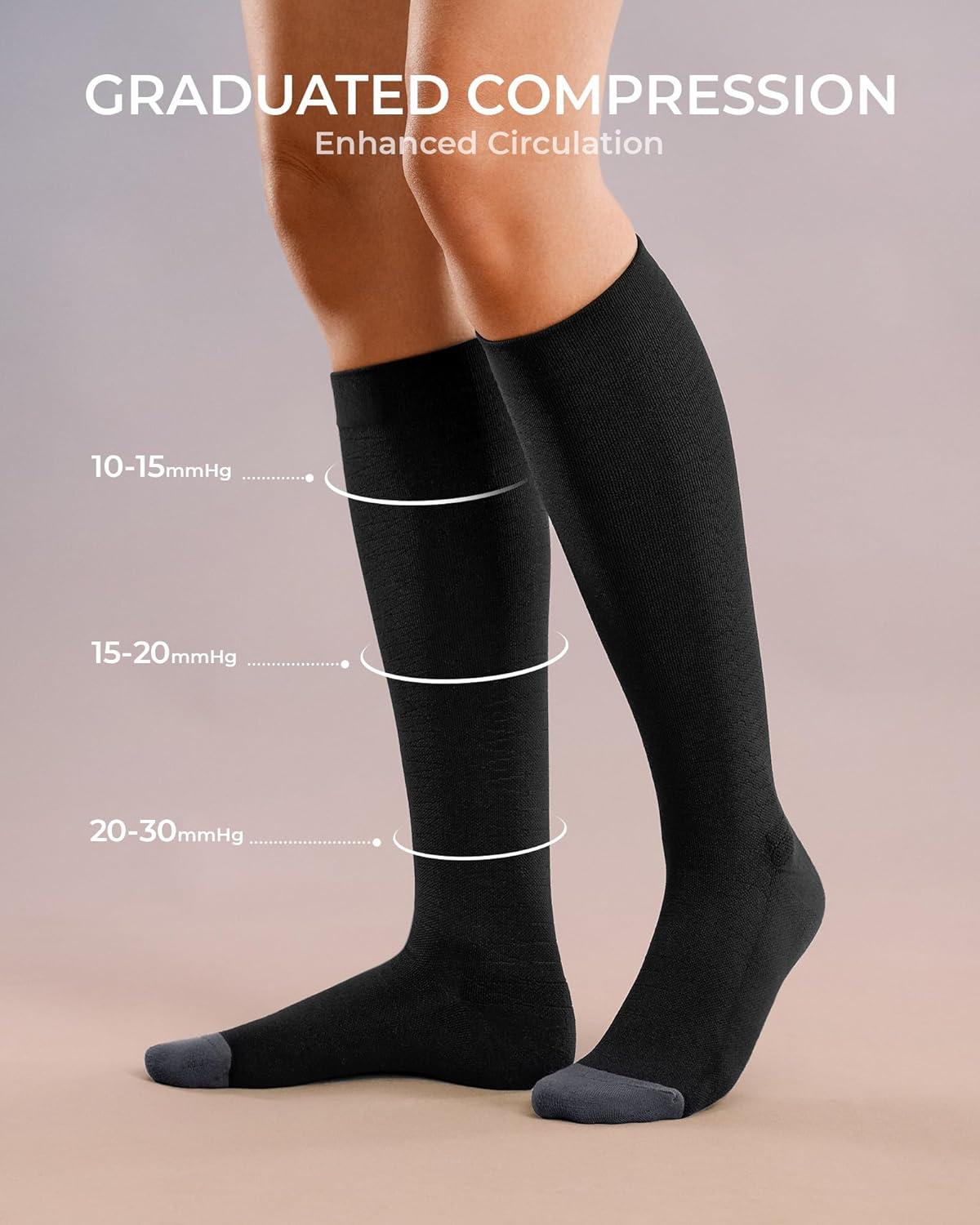 image:imageFITRELL 4 Pairs Compression Socks for Women amp Men 1520mmHg Circulation Support for Athletic Travel Daily WearBlack4