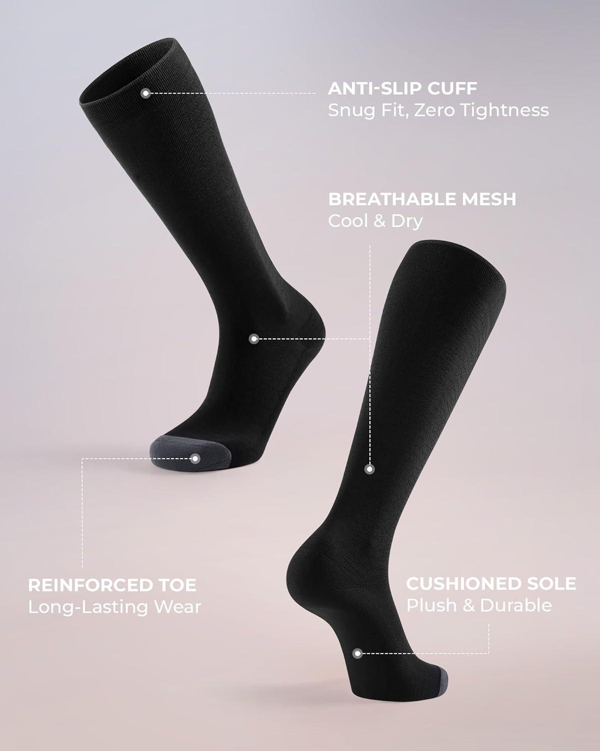 image:imageFITRELL 4 Pairs Compression Socks for Women amp Men 1520mmHg Circulation Support for Athletic Travel Daily WearBlack4