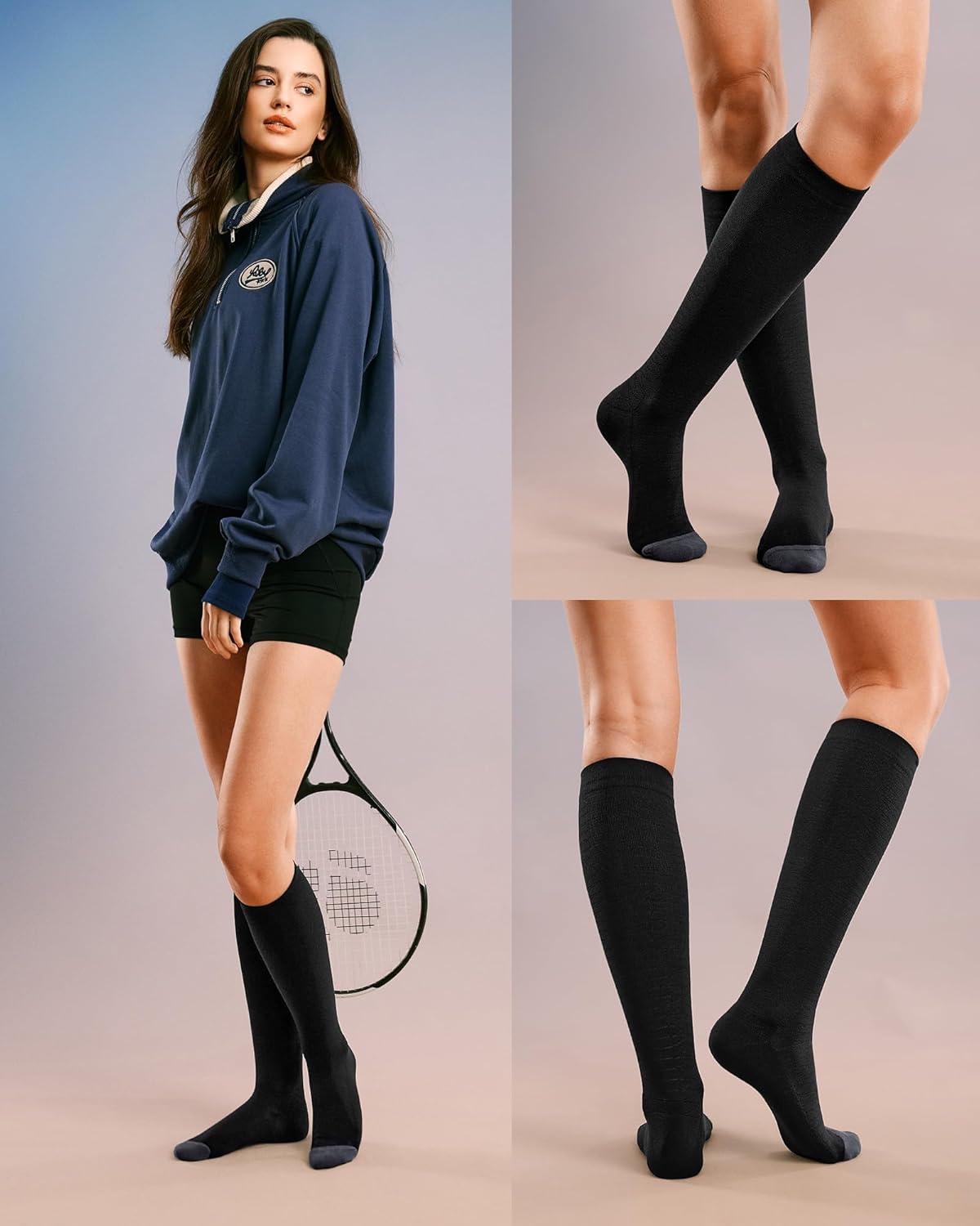 image:imageFITRELL 4 Pairs Compression Socks for Women amp Men 1520mmHg Circulation Support for Athletic Travel Daily WearBlack4