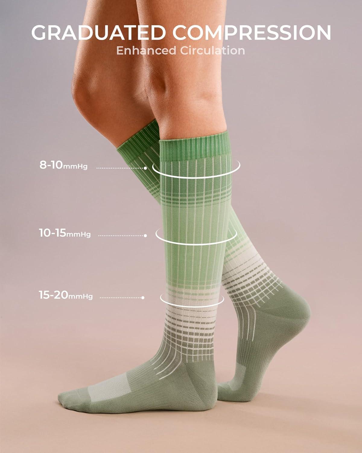 image:imageFITRELL 4 Pairs Compression Socks for Women amp Men 1520mmHg Circulation Support for Athletic Travel Daily WearBluegreendark Bluepurple