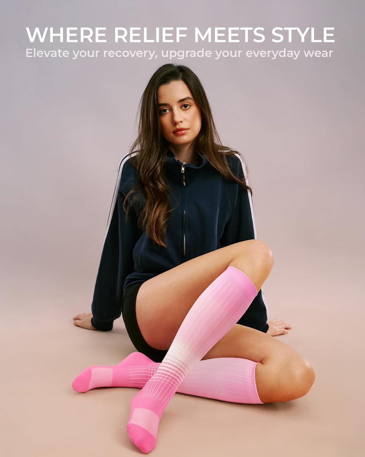 image:imageFITRELL 4 Pairs Compression Socks for Women amp Men 1520mmHg Circulation Support for Athletic Travel Daily WearBlueorangepinkpurple