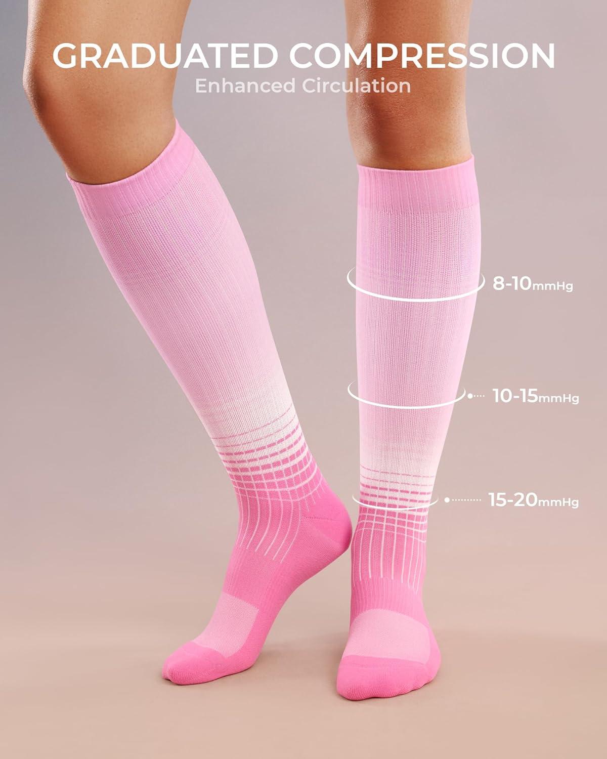 image:imageFITRELL 4 Pairs Compression Socks for Women amp Men 1520mmHg Circulation Support for Athletic Travel Daily WearBlueorangepinkpurple