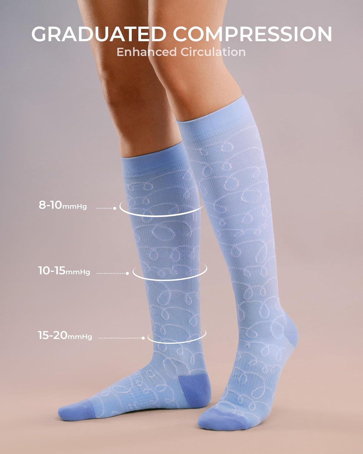 image:imageFITRELL 4 Pairs Compression Socks for Women amp Men 1520mmHg Circulation Support for Athletic Travel Daily WearPinkorangebluepurple