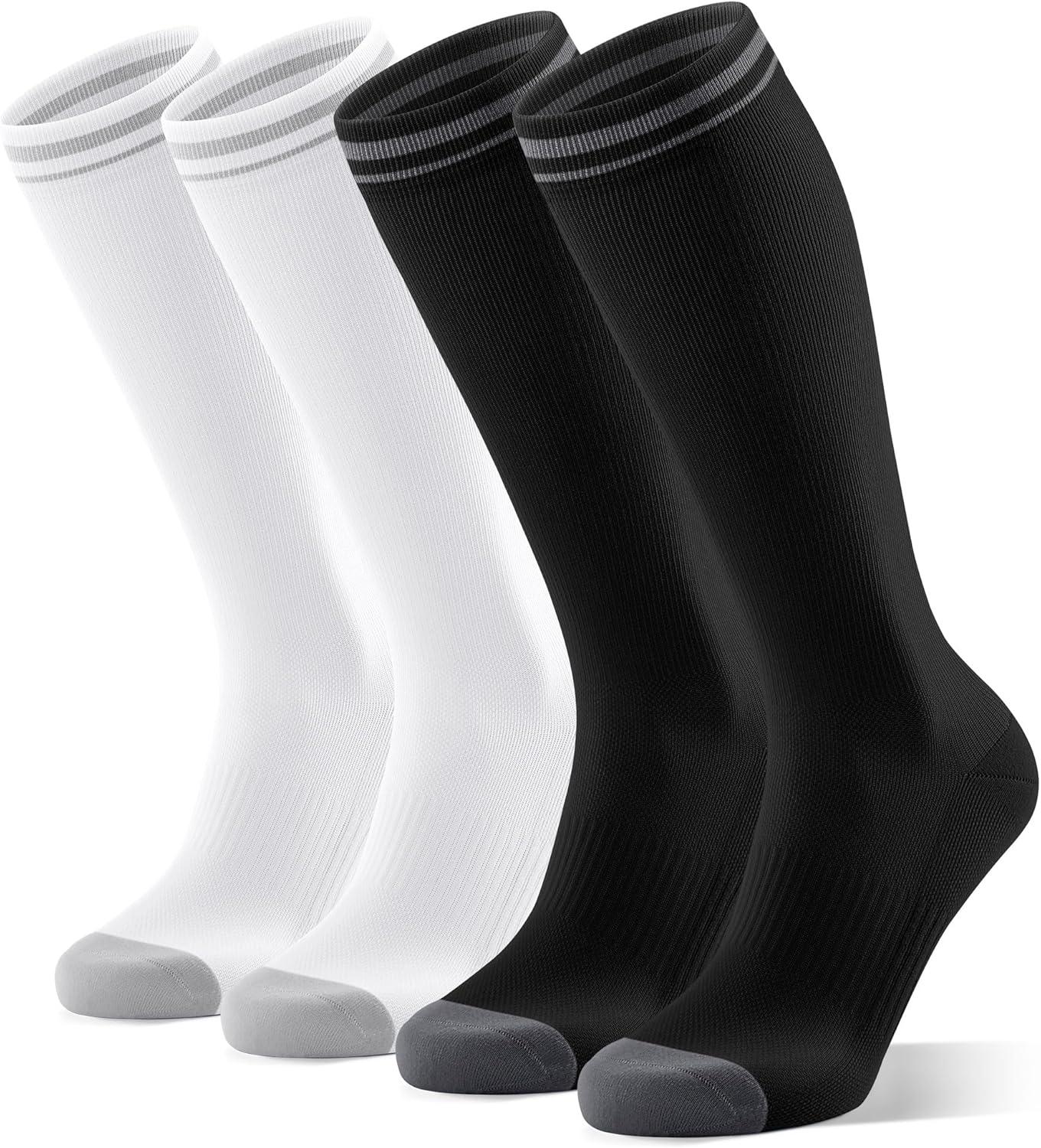 image:imageFITRELL 4 Pairs Compression Socks for Women amp Men 1520mmHg Circulation Support for Athletic Travel Daily WearWhite2black2