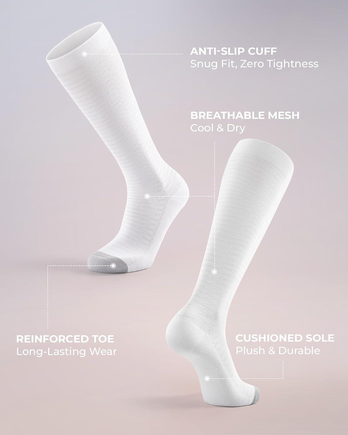 image:imageFITRELL 4 Pairs Compression Socks for Women amp Men 1520mmHg Circulation Support for Athletic Travel Daily WearWhite4wide Calf