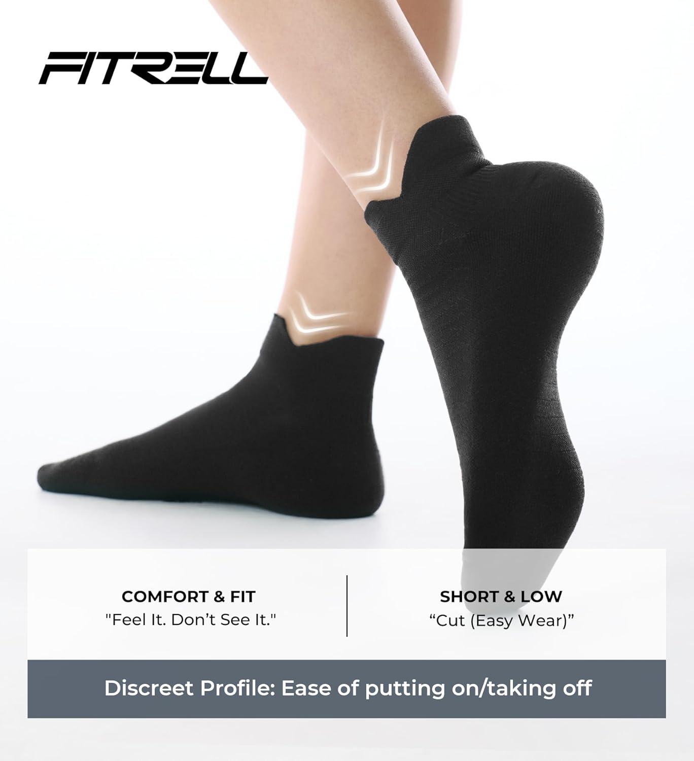 image:imageFITRELL Ankle Compression Socks for Women amp Men 56 Pairs Cushioned Arch Support Running Socks Plantar Fasciitis ReliefBlack 6 Pairs