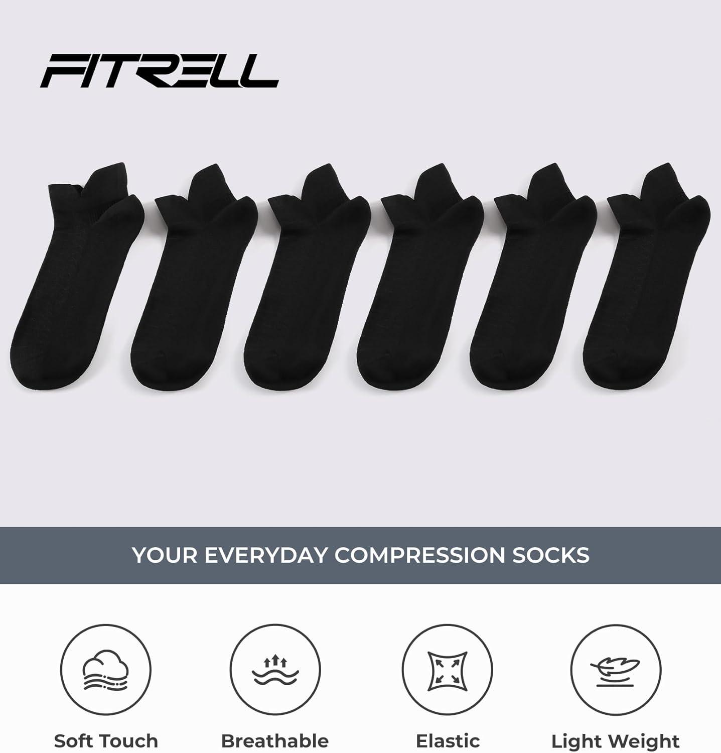 image:imageFITRELL Ankle Compression Socks for Women amp Men 56 Pairs Cushioned Arch Support Running Socks Plantar Fasciitis ReliefBlack 6 Pairs