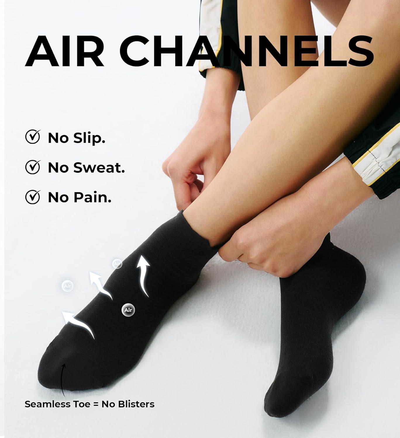 image:imageFITRELL Ankle Compression Socks for Women amp Men 56 Pairs Cushioned Arch Support Running Socks Plantar Fasciitis ReliefBlack 6 Pairs
