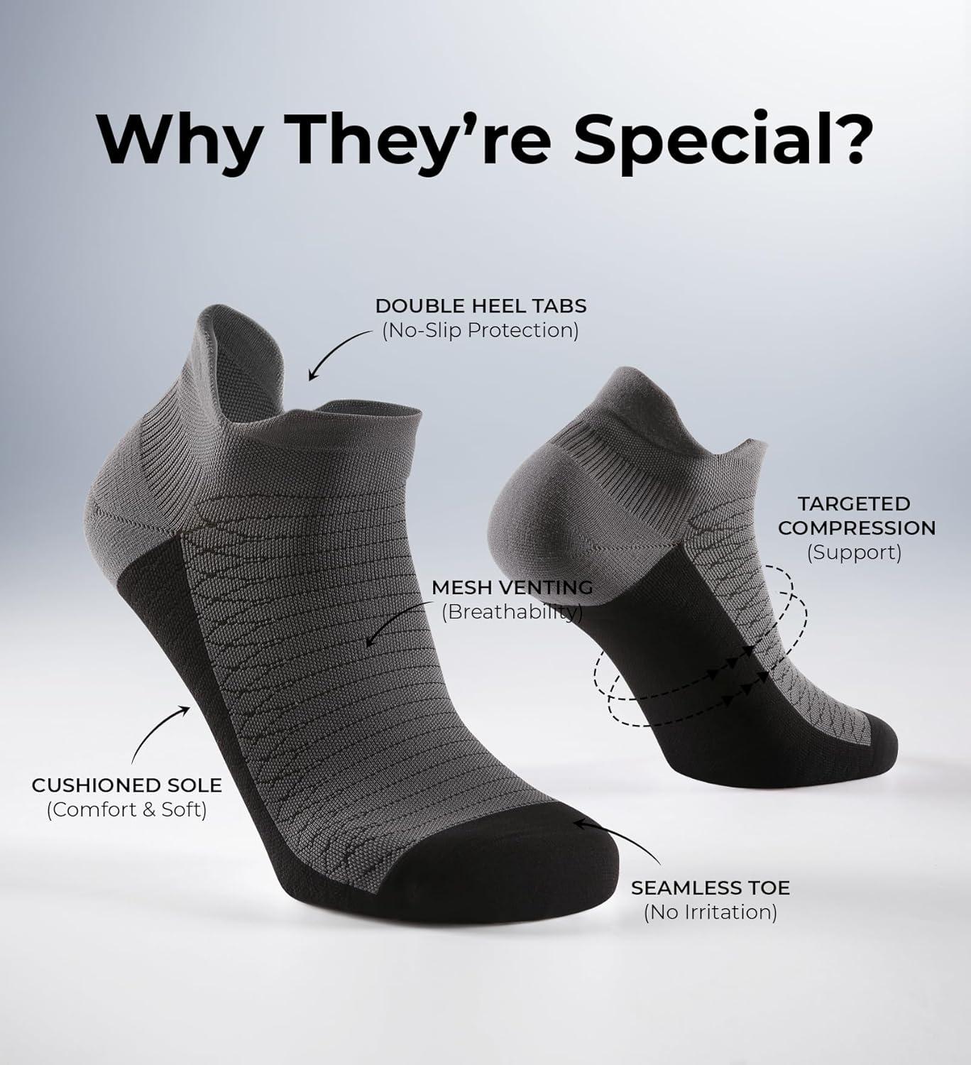 image:imageFITRELL Ankle Compression Socks for Women amp Men 56 Pairs Cushioned Arch Support Running Socks Plantar Fasciitis ReliefBlackcharcoalwhite Mixed 5 Pairs
