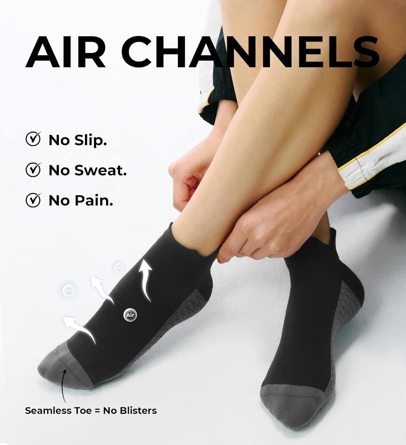 image:imageFITRELL Ankle Compression Socks for Women amp Men 56 Pairs Cushioned Arch Support Running Socks Plantar Fasciitis ReliefBlackcharcoalwhite Mixed 5 Pairs