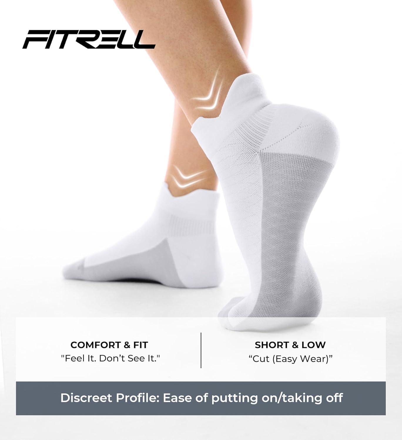 image:imageFITRELL Ankle Compression Socks for Women amp Men 56 Pairs Cushioned Arch Support Running Socks Plantar Fasciitis ReliefBlackcharcoalwhite Mixed 5 Pairs