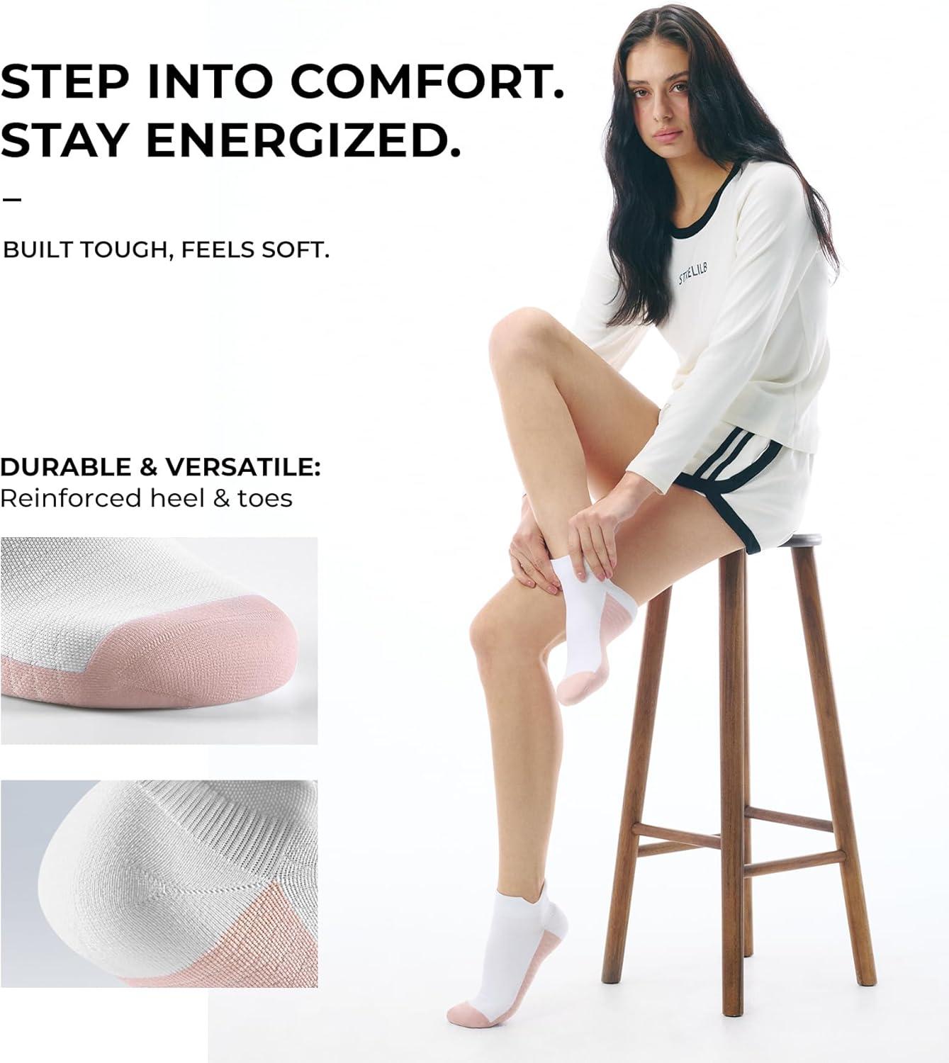 image:imageFITRELL Ankle Compression Socks for Women amp Men 56 Pairs Cushioned Arch Support Running Socks Plantar Fasciitis ReliefBliss Creamwhite Mixed 6 Pairs