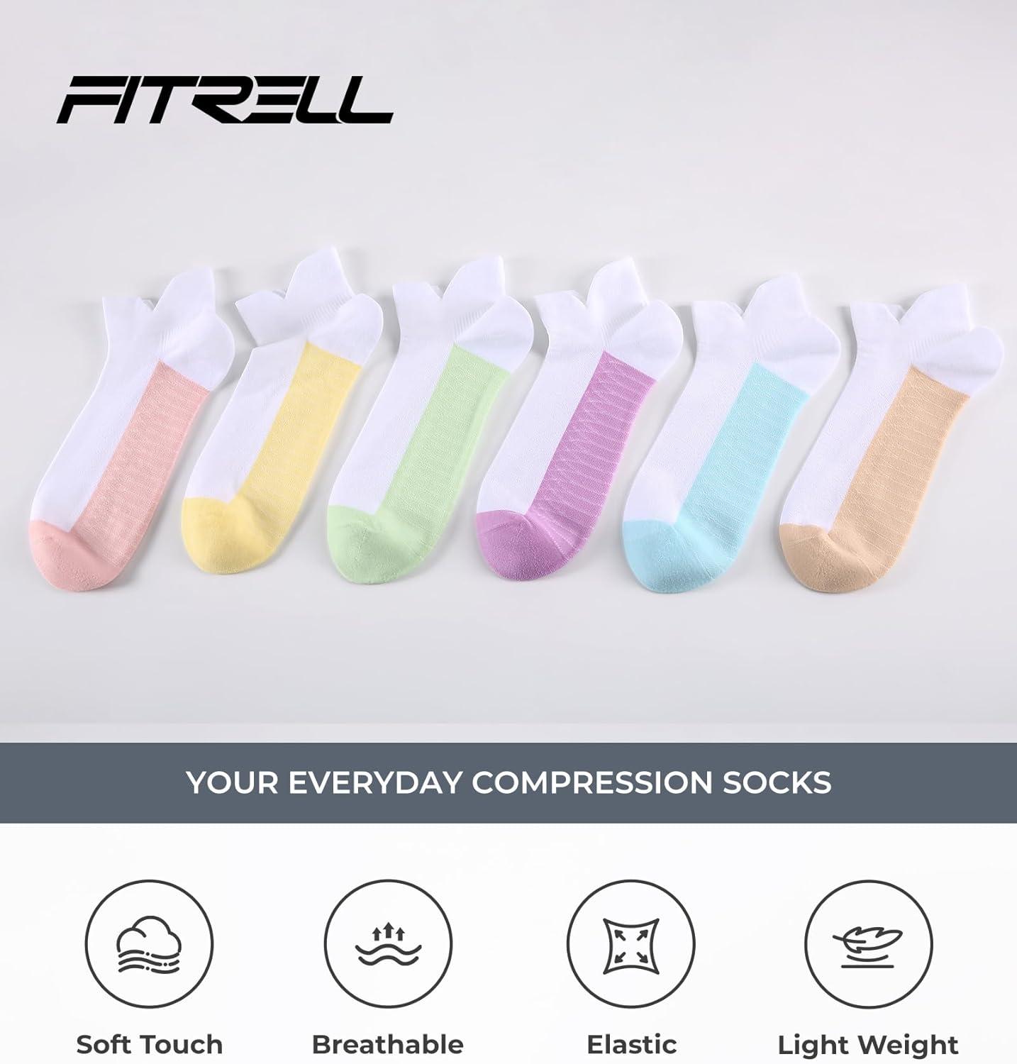 image:imageFITRELL Ankle Compression Socks for Women amp Men 56 Pairs Cushioned Arch Support Running Socks Plantar Fasciitis ReliefBliss Creamwhite Mixed 6 Pairs