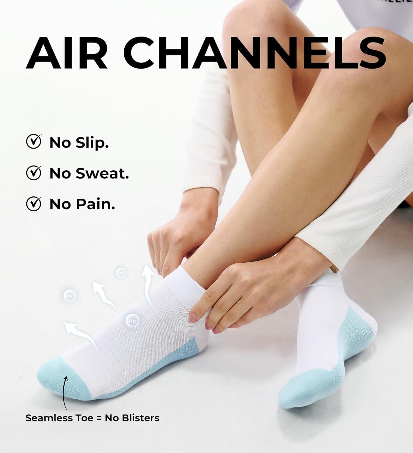 image:imageFITRELL Ankle Compression Socks for Women amp Men 56 Pairs Cushioned Arch Support Running Socks Plantar Fasciitis ReliefBliss Creamwhite Mixed 6 Pairs