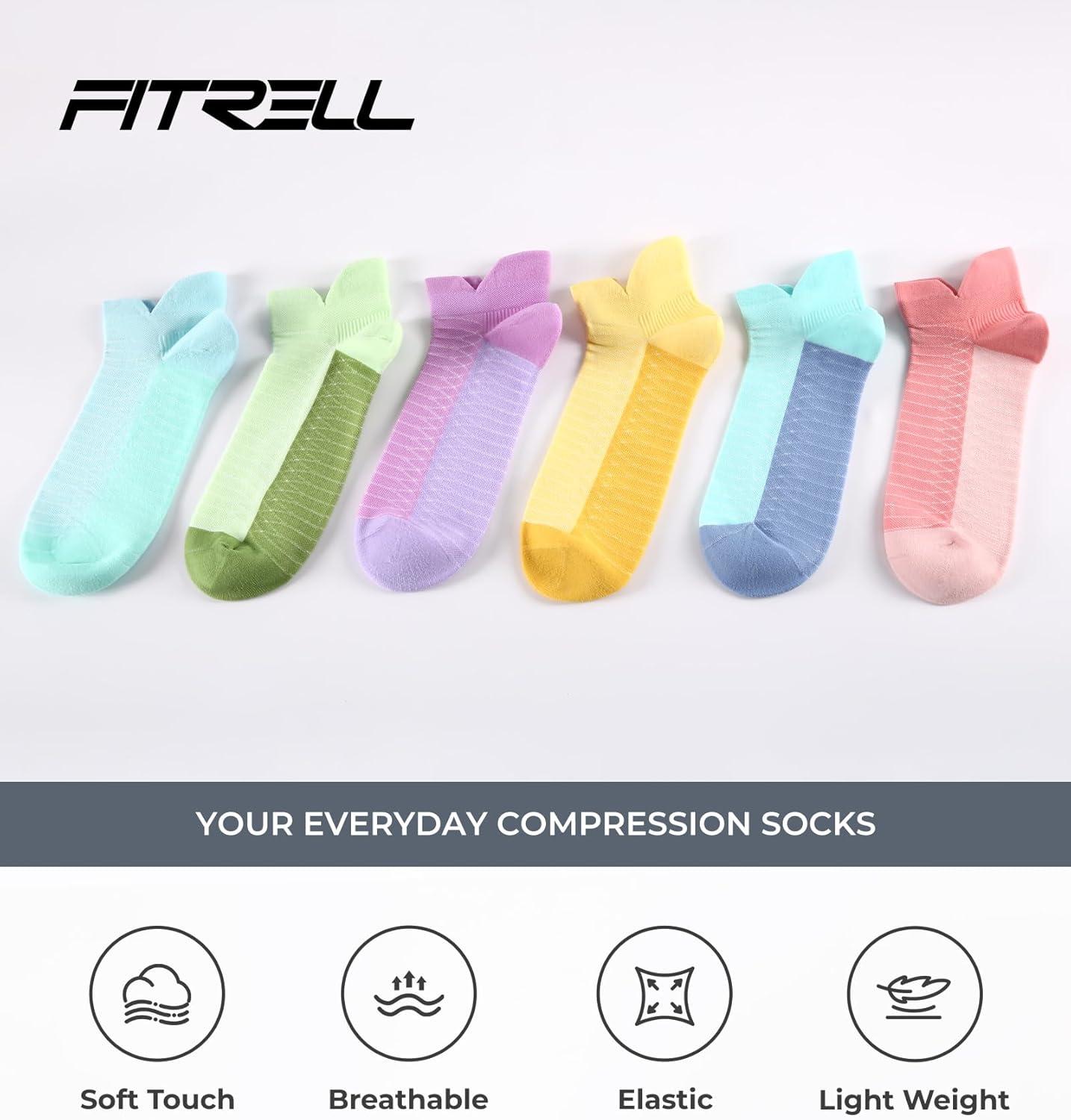 image:imageFITRELL Ankle Compression Socks for Women amp Men 56 Pairs Cushioned Arch Support Running Socks Plantar Fasciitis ReliefMystic Onyx 6 Pairs