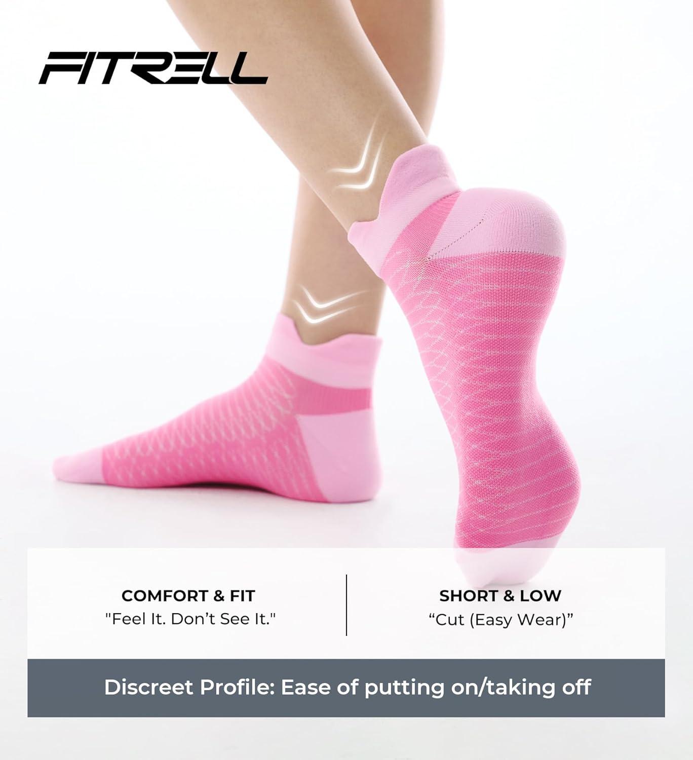 image:imageFITRELL Ankle Compression Socks for Women amp Men 56 Pairs Cushioned Arch Support Running Socks Plantar Fasciitis ReliefVibrant Mixed 6 Pairs