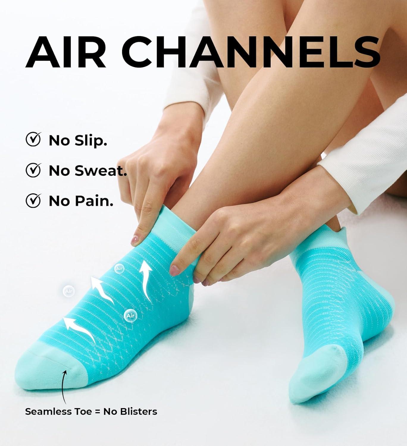 image:imageFITRELL Ankle Compression Socks for Women amp Men 56 Pairs Cushioned Arch Support Running Socks Plantar Fasciitis ReliefVibrant Mixed 6 Pairs