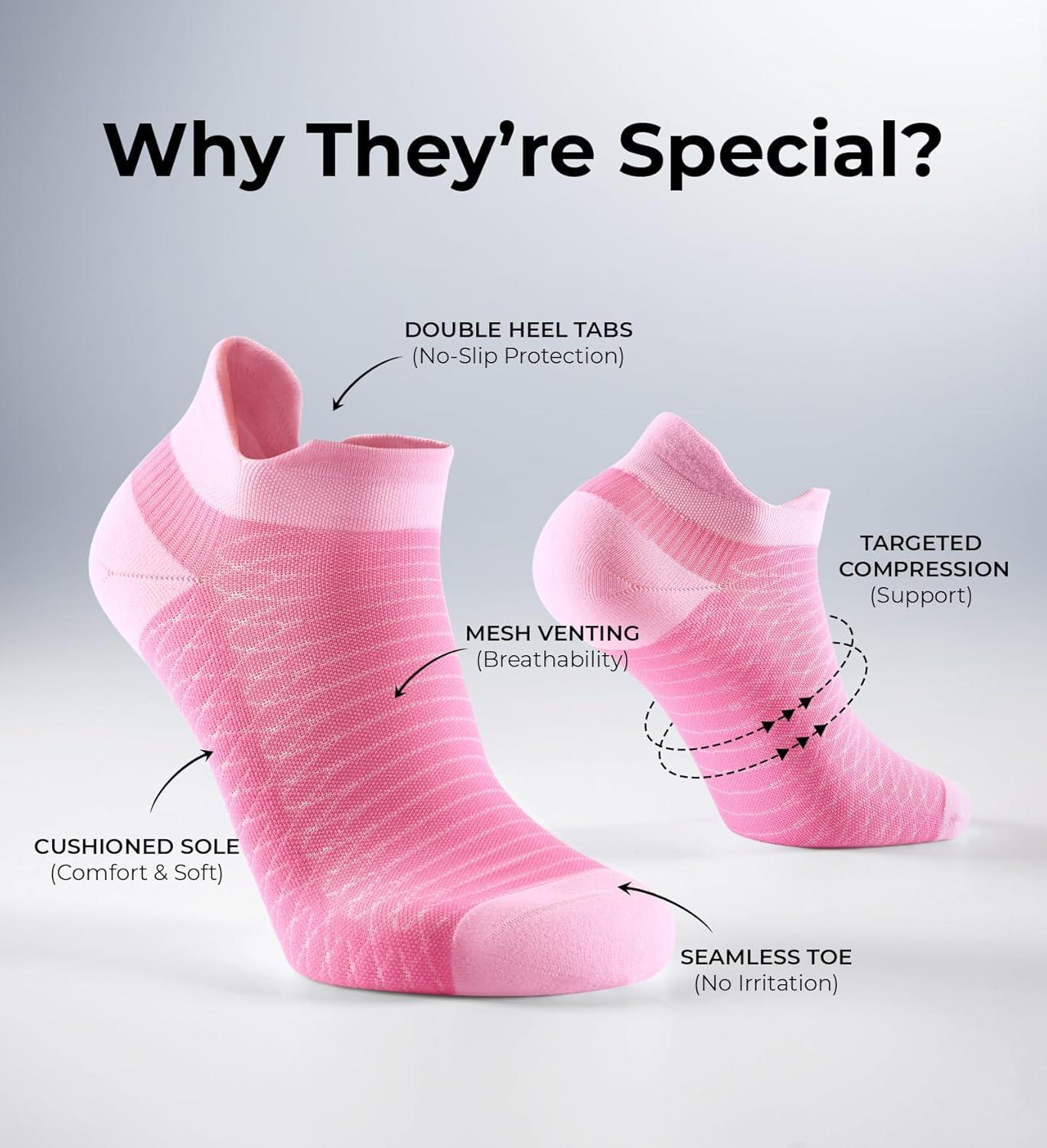 image:imageFITRELL Ankle Compression Socks for Women amp Men 56 Pairs Cushioned Arch Support Running Socks Plantar Fasciitis ReliefVibrant Mixed 6 Pairs