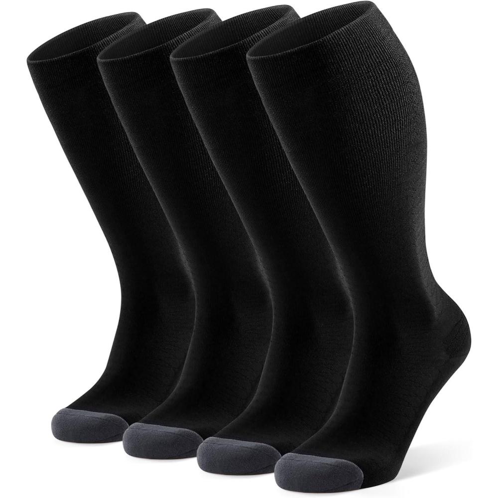image:imageFITRELL 4 Pairs Compression Socks for Women amp Men 1520mmHg Circulation Support for Athletic Travel Daily WearBlack4wide Calf
