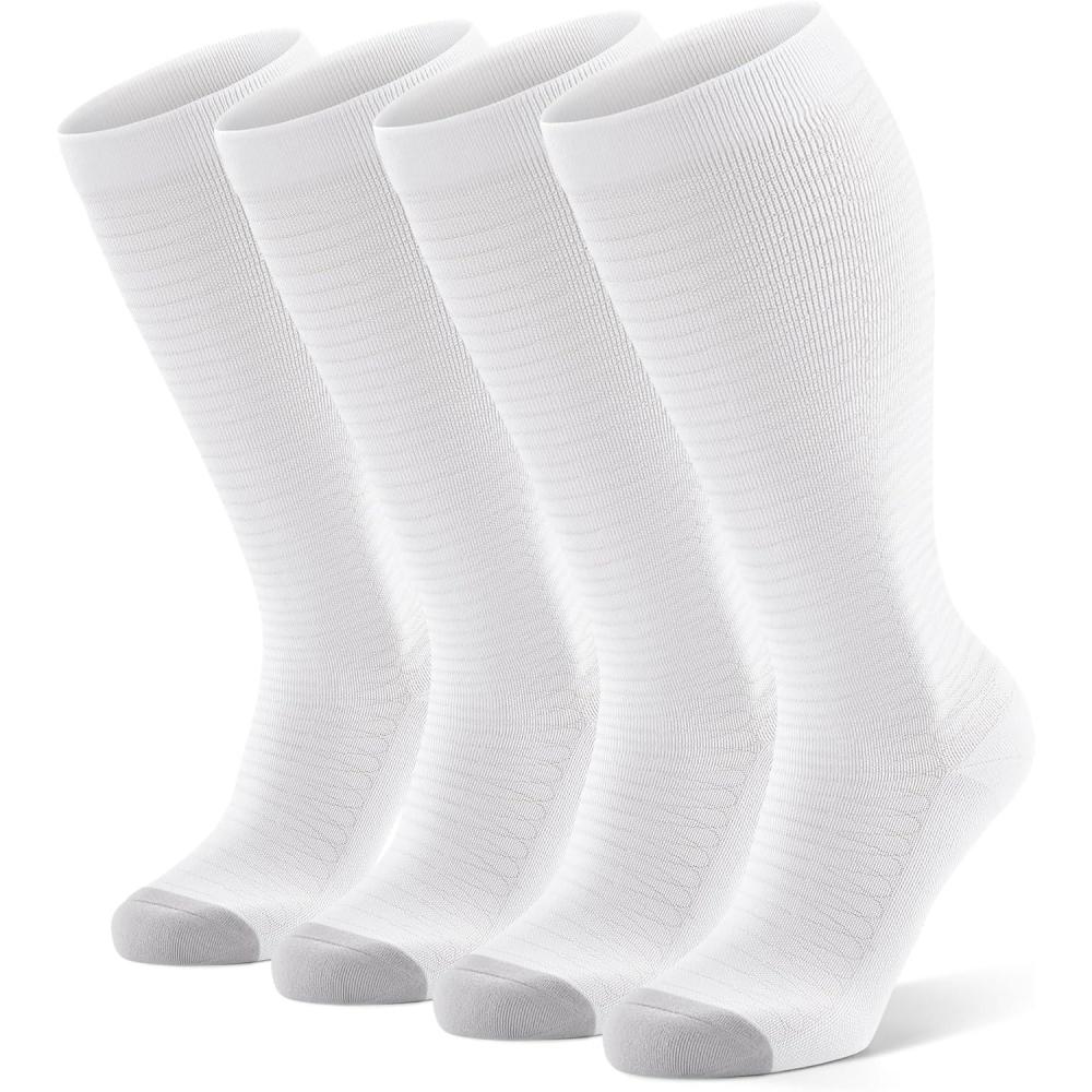 image:imageFITRELL 4 Pairs Compression Socks for Women amp Men 1520mmHg Circulation Support for Athletic Travel Daily WearWhite4wide Calf