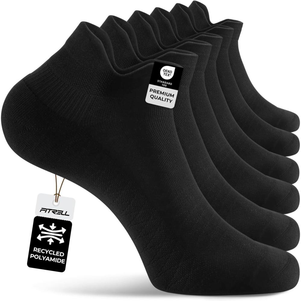 image:imageFITRELL Ankle Compression Socks for Women amp Men 56 Pairs Cushioned Arch Support Running Socks Plantar Fasciitis ReliefBlack 6 Pairs