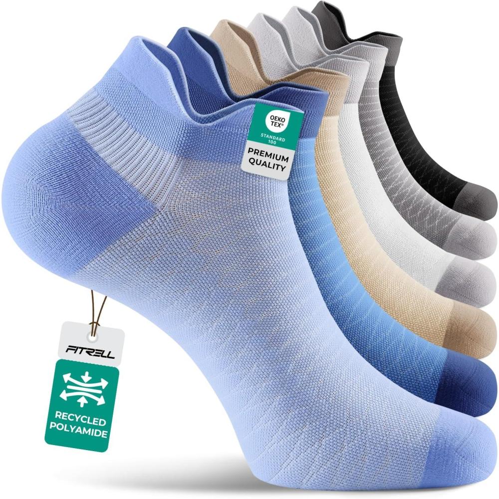 image:imageFITRELL Ankle Compression Socks for Women amp Men 56 Pairs Cushioned Arch Support Running Socks Plantar Fasciitis ReliefEarth Tones 6 Pairs