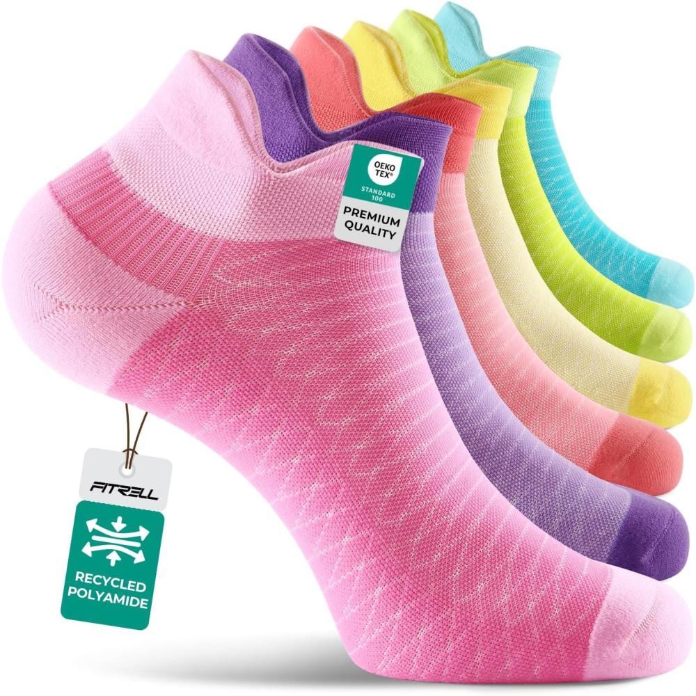 image:imageFITRELL Ankle Compression Socks for Women amp Men  56 Pairs Cushioned Arch Support Running Socks Plantar Fasciitis ReliefVibrant Mixed 6 Pairs