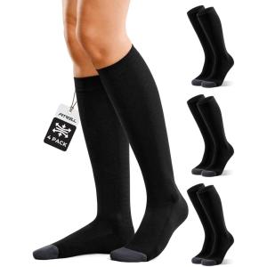 FITRELL 4 Pairs Compression Socks for Women & Men, 15-20mmHg Circulation Support for Athletic Travel Daily Wear(Black*4)