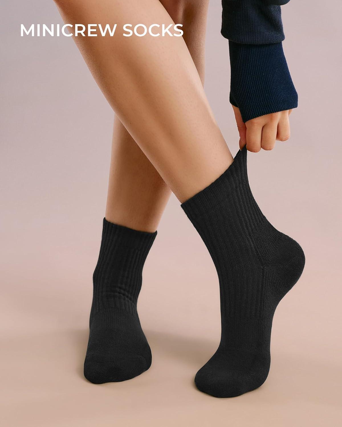 image:imageFITRELL Womens Crew Socks Ankle Athletic Cushioned Running Thick Casual Socks for Women and Men 56 Pairs5 Pairs All Black