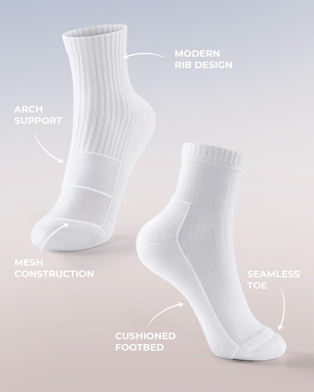 image:imageFITRELL Womens Crew Socks Ankle Athletic Cushioned Running Thick Casual Socks for Women and Men 56 Pairs5 Pairs All White
