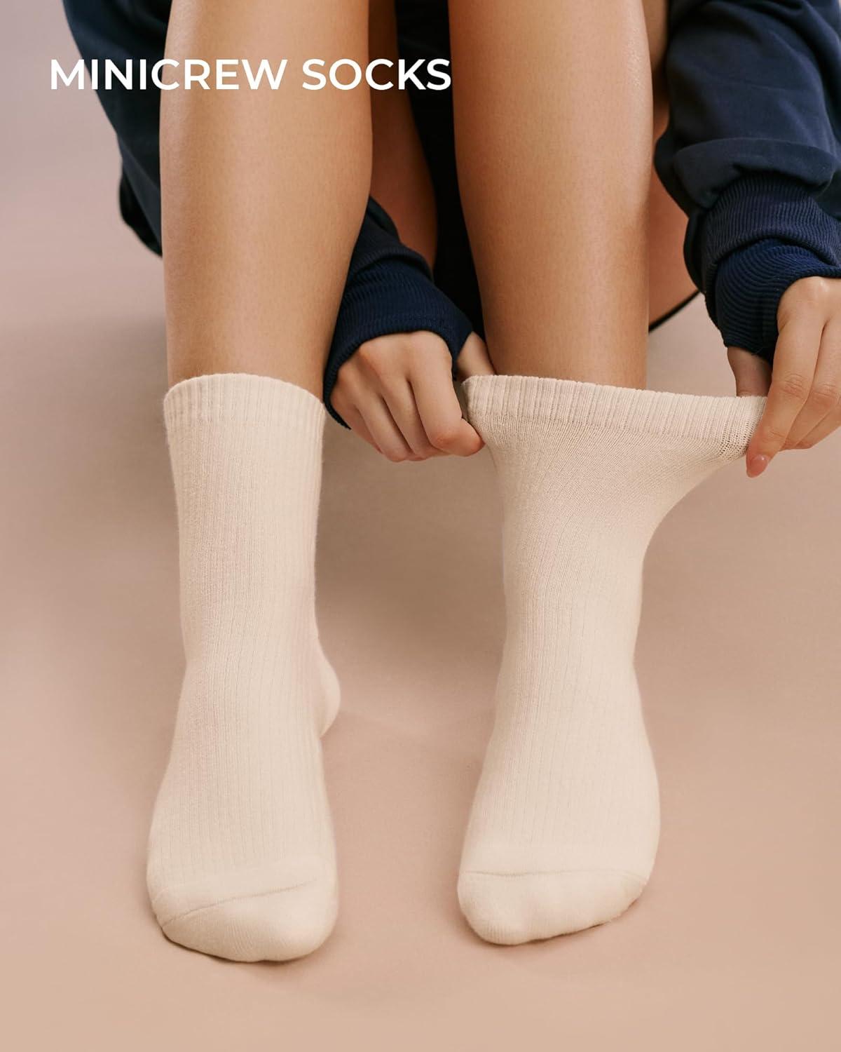image:imageFITRELL Womens Crew Socks Ankle Athletic Cushioned Running Thick Casual Socks for Women and Men 56 Pairs5 Pairs Black1beige2white2