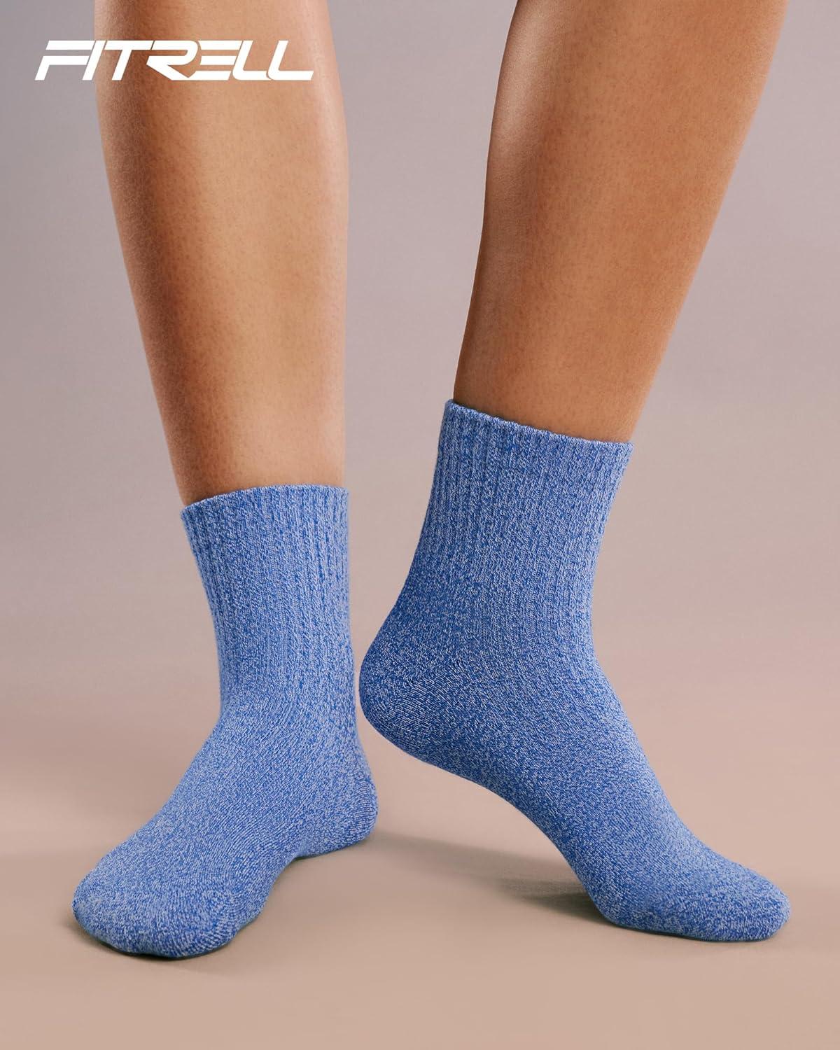 image:imageFITRELL Womens Crew Socks Ankle Athletic Cushioned Running Thick Casual Socks for Women and Men 56 Pairs5 Pairs Blend Blackbeigepinkbluewhite