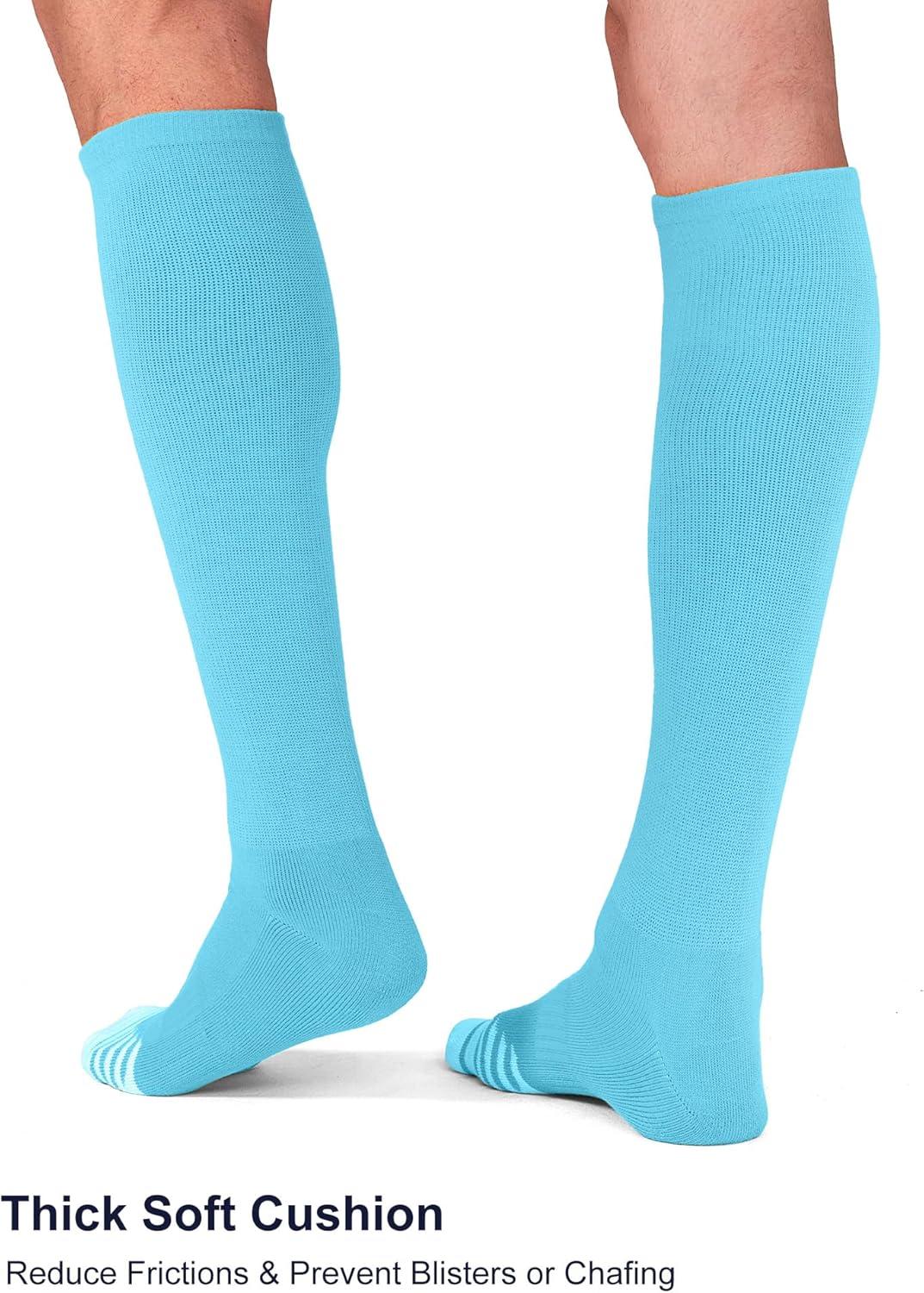 image:imageFITRELL 23 Pack Baseball Soccer Softball Socks for Kids Youth Men amp Women OvertheCalf Knee High Socks Multiple ColorsLight Blue 2 Pack