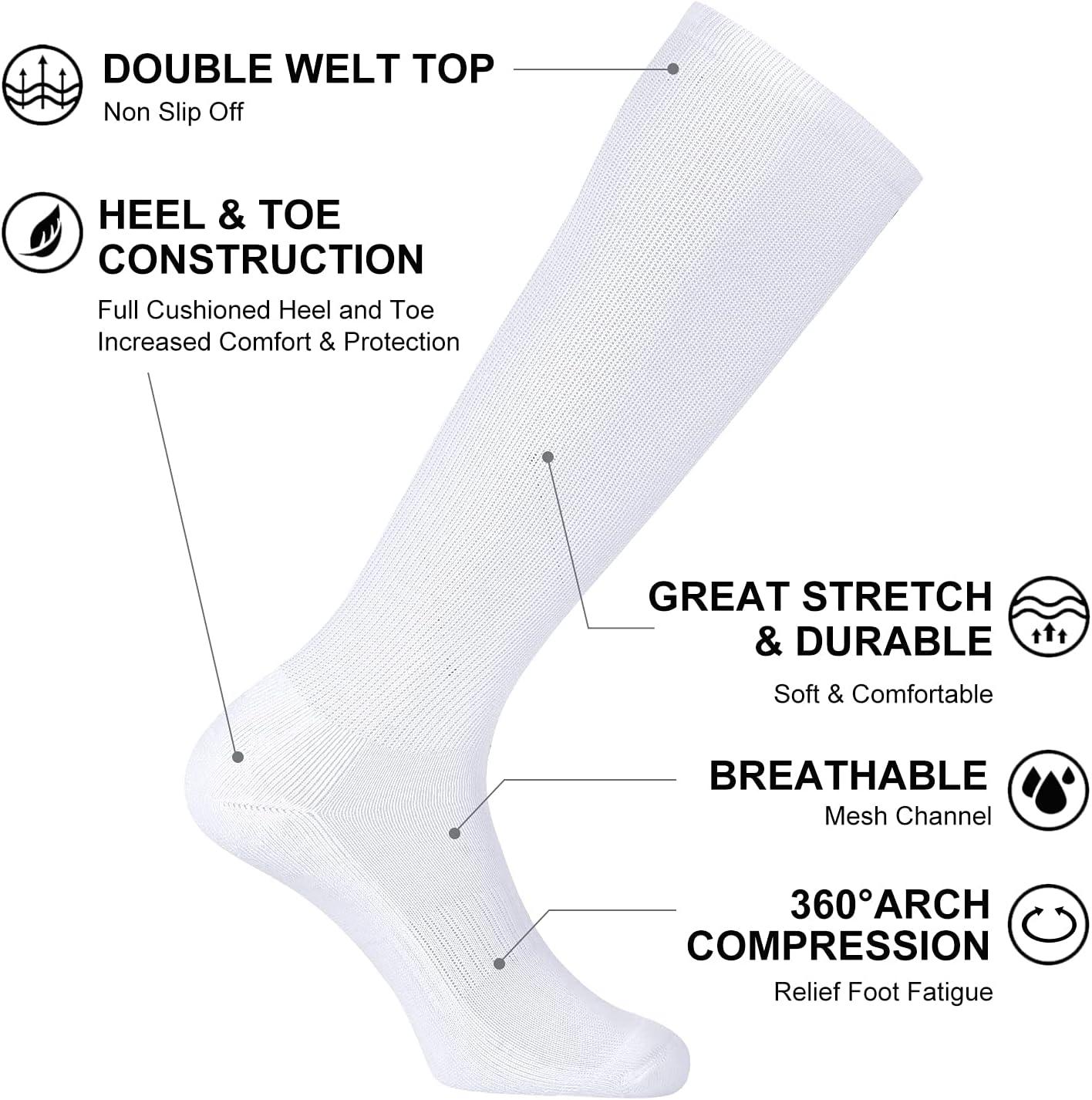 image:imageFITRELL 23 Pack Baseball Soccer Softball Socks for Kids Youth Men amp Women OvertheCalf Knee High Socks Multiple ColorsWhite 2 Pack