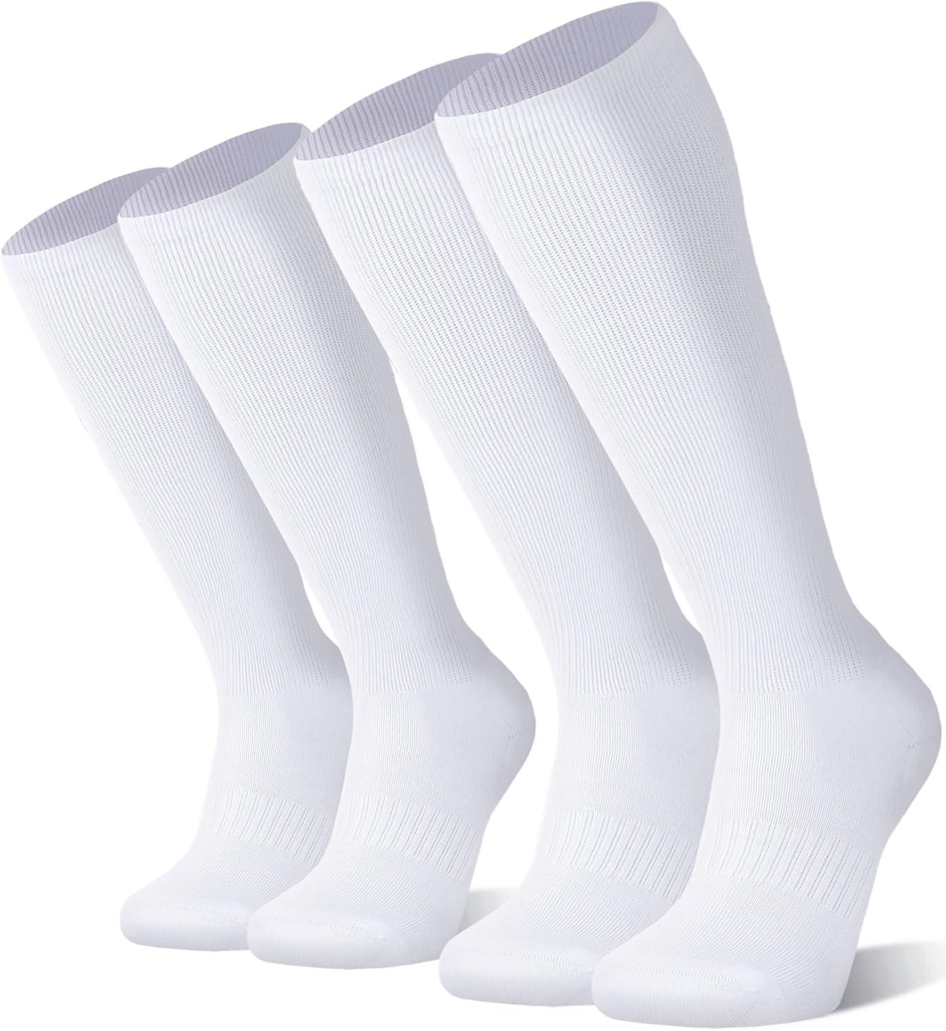 image:imageFITRELL 23 Pack Baseball Soccer Softball Socks for Kids Youth Men amp Women OvertheCalf Knee High Socks Multiple ColorsWhite 2 Pack