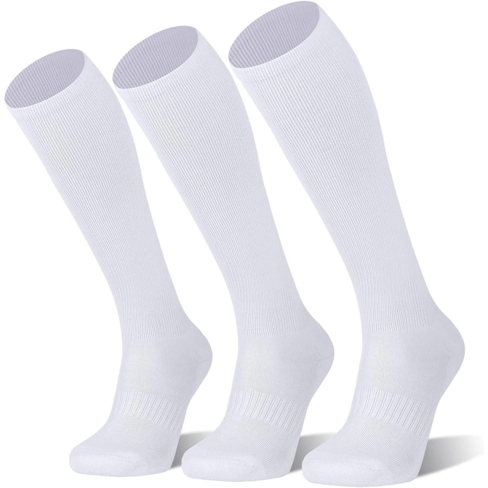 image:imageFITRELL 23 Pack Baseball Soccer Softball Socks for Kids Youth Men amp Women OvertheCalf Knee High Socks Multiple ColorsWhite 3 Pack