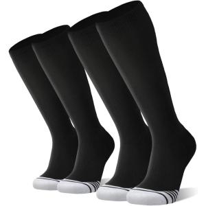FITRELL 2/3 Pack Baseball Soccer Softball Socks for Kids Youth Men & Women Over-the-Calf Knee High Socks (Multiple Colors)(Black (2 Pack))