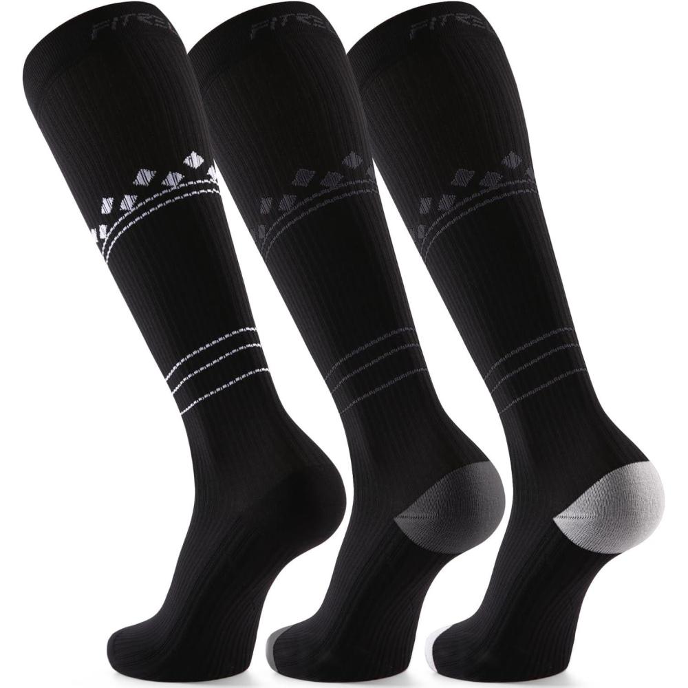 image:imageFITRELL 3 Pairs Compression Socks for Women and Men 2030mmHgCirculation Support SocksVoid Blackstar