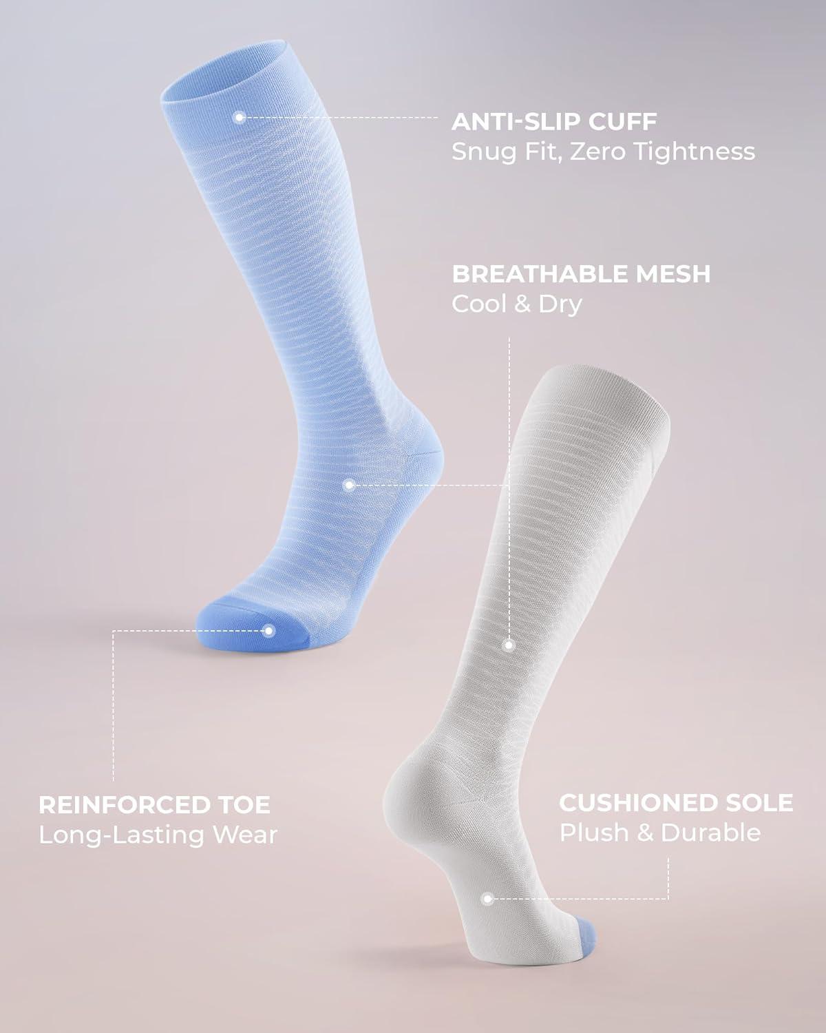 image:imageFITRELL 4 Pairs Compression Socks for Women amp Men 1520mmHg Circulation Support for Athletic Travel Daily Wear01blackgreybluewhitewide Calf