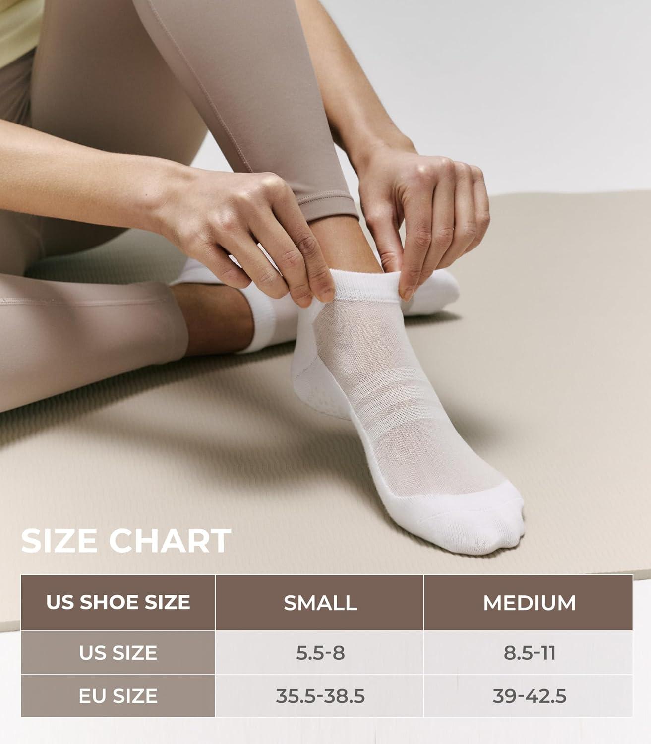 image:imageFITRELL Pilates Socks for Women Ankle Yoga Non Slip Grip Socks for Barre Hospital Gym 5 PairsBlackbeigegreypinkwhite