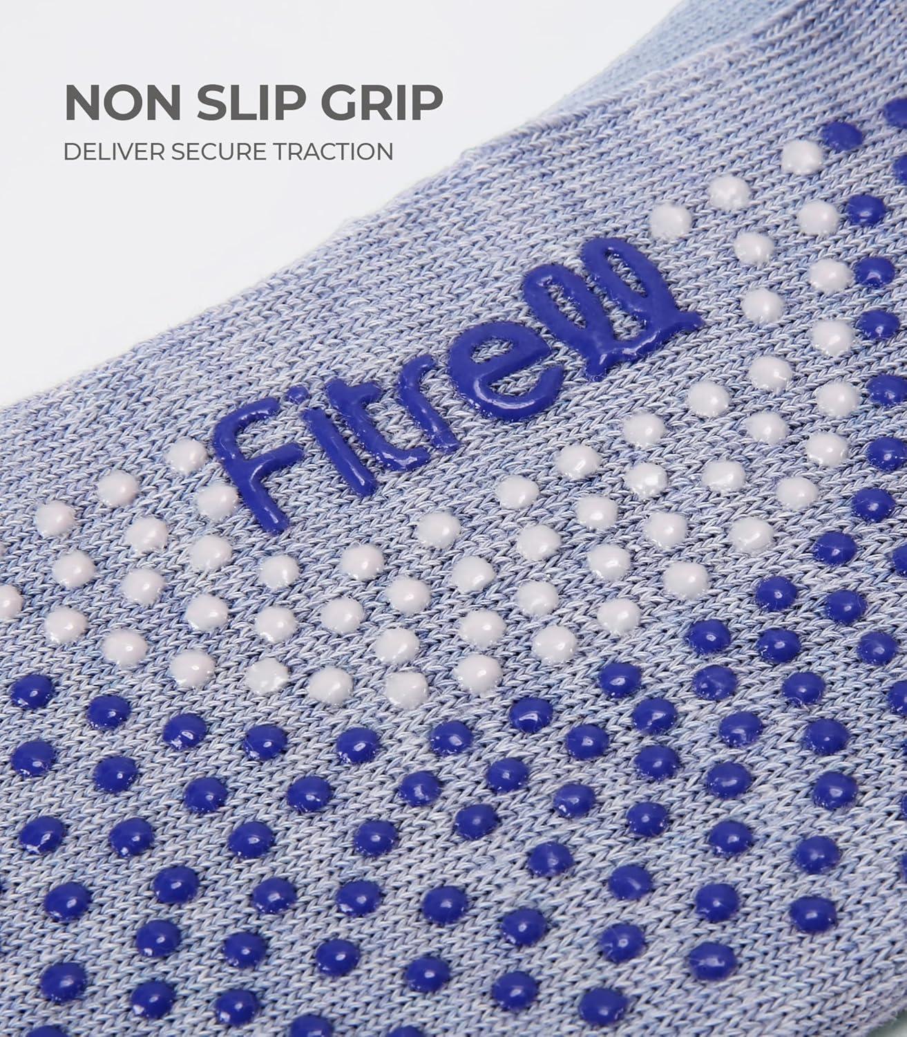 image:imageFITRELL Pilates Socks for Women Ankle Yoga Non Slip Grip Socks for Barre Hospital Gym 5 PairsBluegreypinkwhitepurple