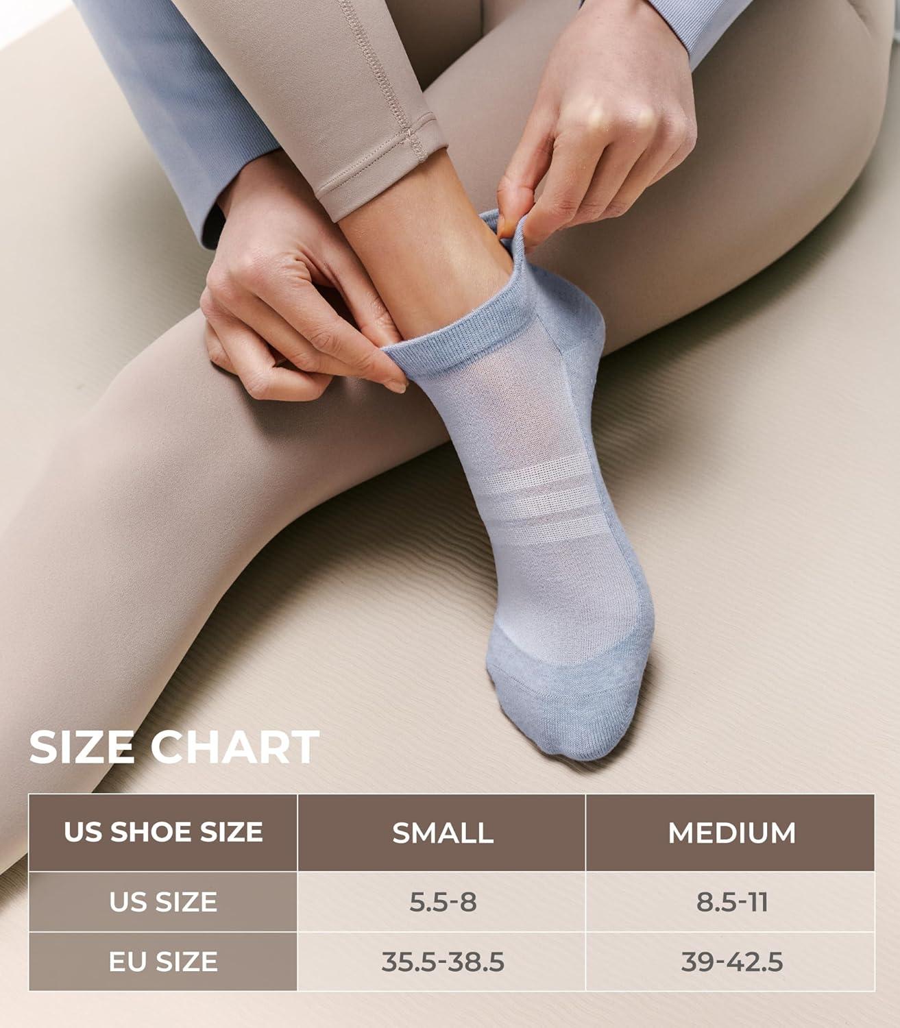 image:imageFITRELL Pilates Socks for Women Ankle Yoga Non Slip Grip Socks for Barre Hospital Gym 5 PairsBluegreypinkwhitepurple
