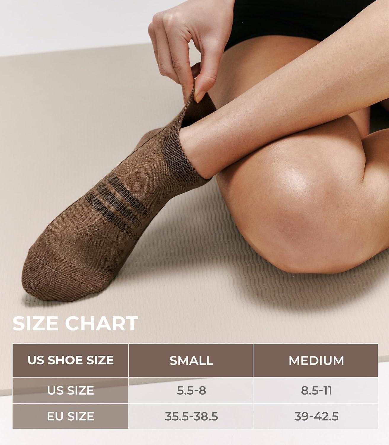 image:imageFITRELL Pilates Socks for Women Ankle Yoga Non Slip Grip Socks for Barre Hospital Gym 5 PairsDark Brownbrownlight Brownkhakibeige