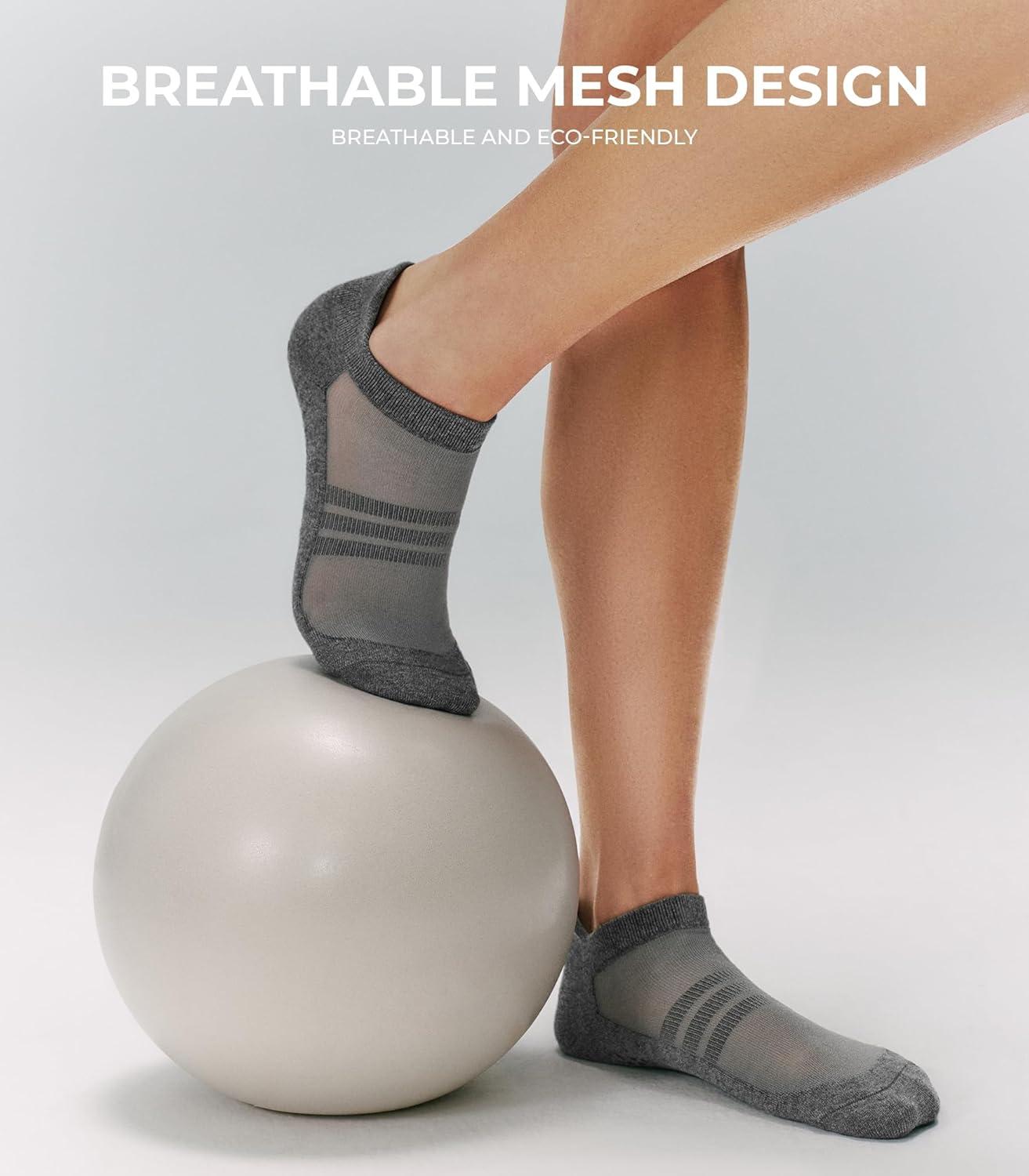 image:imageFITRELL Pilates Socks for Women Ankle Yoga Non Slip Grip Socks for Barre Hospital Gym 5 PairsGrey2black2white